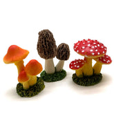 Aliotech mini mushroom cluster for garden decor with vivid resin color.