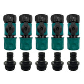 ALKARAMA quick-connect set with shutoff valve for easy water control.