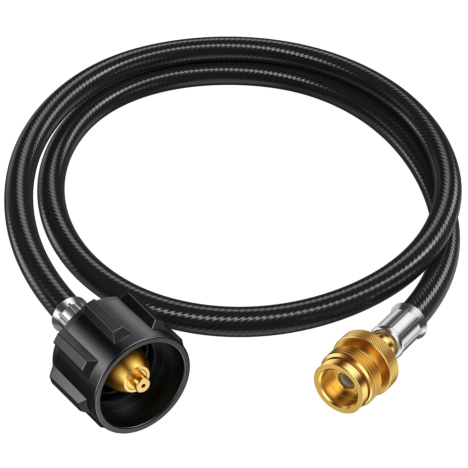 Alloxity propane hose adapter 4ft connects 1lb to 20lb tanks for outdoor grilling.