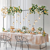 Almirantra over the table rod stand arch set up as a wedding backdrop.