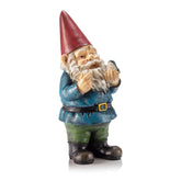 Alpine gnome holding a bird statue adds garden charm and curb appeal