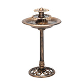 Alpine TEC106-BZ 35-inch three-tier fountain with cascading water for tranquil outdoor ambience.