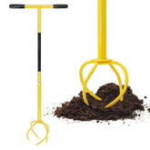 Altdorff twist tiller with arc handle, reducing strain during soil turning.