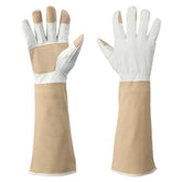 Altozor long cowhide leather gardening gloves protect hands during extended pruning work.