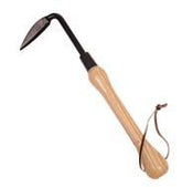 A.M. Leonard Cape Cod Weeder head close-up shows forged steel blade for deep soil work.