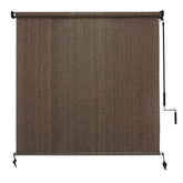 Amagenix outdoor roller shade front view in mocha for privacy and sun control.