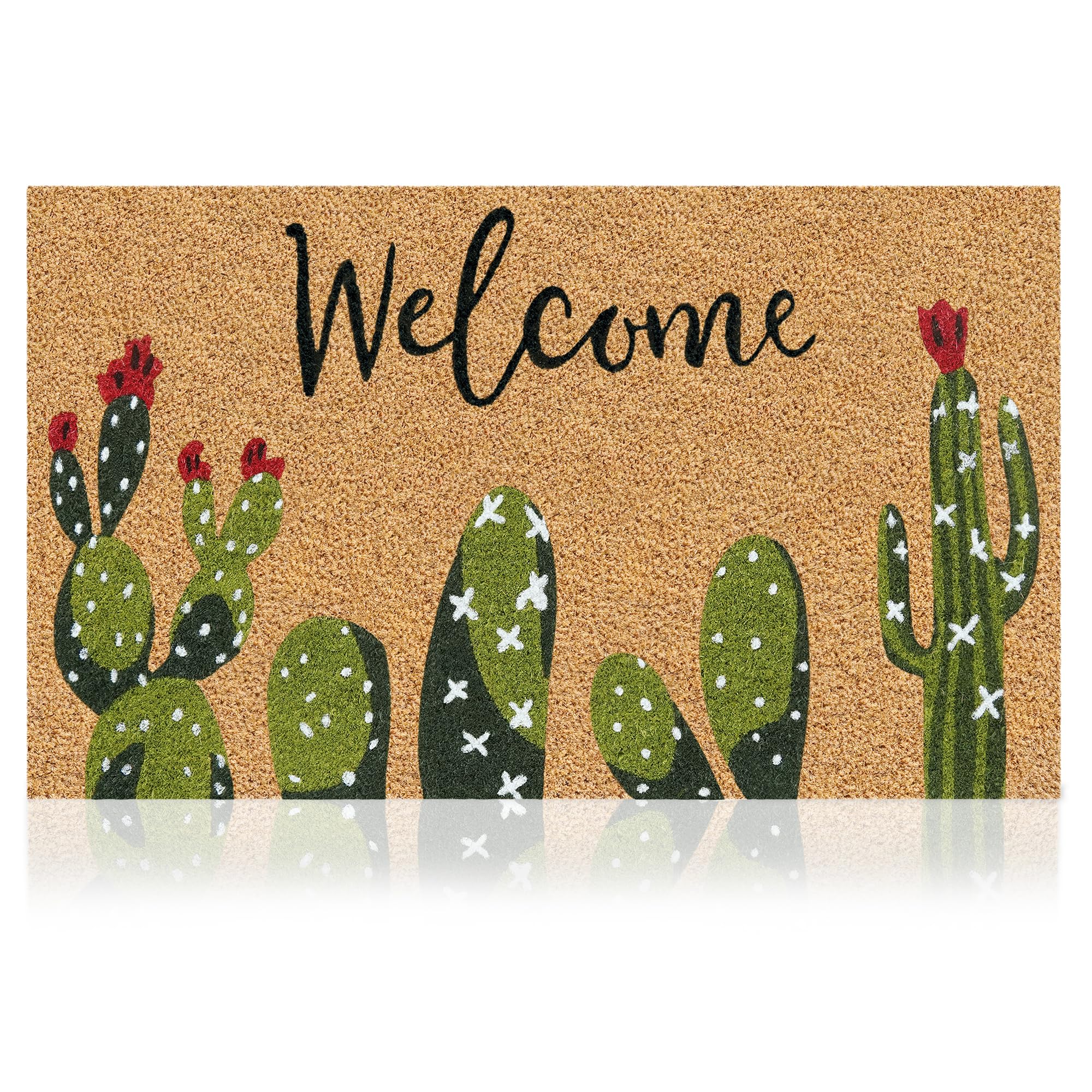 AMARU Cactus doormat, front view, 17x29 for entryways