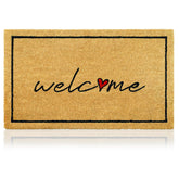 AMARU DOOR MATS Welcome mat at doorway with coconut fiber surface for inviting entry.