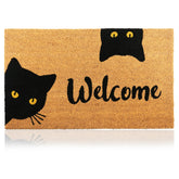 AMARU DOOR MATS Welcome Cats 17x29 mat with coconut fiber surface for a welcoming entry.