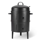 Amazon Basics 16-inch vertical charcoal smoker front view for backyard grilling