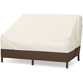Amazon Basics 2-seater deep lounge sofa cover protects against rain and snow for outdoor use.