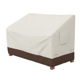 Amazon Basics 2 Seater Outdoor Couch Cover front view highlighting waterproof protection.