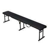 Amazon Basics 6ft folding bench open for indoor and outdoor dining use.