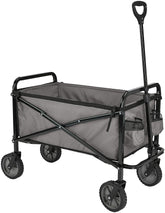Amazon Basics collapsible wagon full assembly shown for easy outdoor transport.