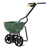 Amazon Basics fertilizer spreader for lawn delivers even coverage across the yard