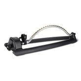 Amazon Basics oscillating sprinkler demonstrates wide coverage for lawns up to 3600 sq ft