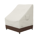 Amazon Basics outdoor high-back chair cover in beige protects chairs from rain and sun