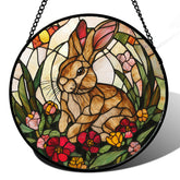 AMDERVEN stained glass bunny sun catcher, 6.3-inch, adds a rainbow glow to windows.