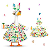 amiatalo Easter goose outfit on porch goose with ruffle skirt for festive curb appeal
