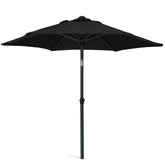 AMMSUN 58ft patio umbrella open for shaded outdoor seating on a sunny deck.