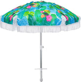 AMMSUN 6.5ft windproof umbrella with sand anchor providing stable beach shade.