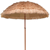 AMMSUN 7.5ft hula thatched tiki umbrella front view for stylish shade and UV protection