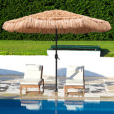 AMMSUN 9ft Hula Thatched Umbrella canopy shading a sunny outdoor space for gatherings