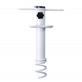 AMMSUN Beach Umbrella Sand Anchor secures a canopy on beach sand for stable shade.