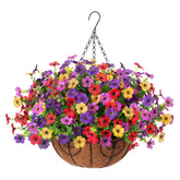 Ammyoo daisy hanging basket outdoors for porch decoration that stays vibrant year-round.