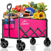 AMNOW collapsible wagon showing extended size for large loads, ideal for family outings.