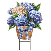 Amyhill spring hydrangea garden stake brightens the lawn and welcomes guests.