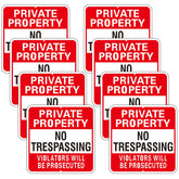 Amylove private property red no trespassing sign 12x12 inches visible from distance.