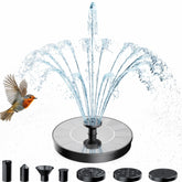 AMZtime solar fountain with 6 nozzles in action for a lively bird bath