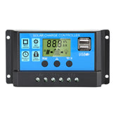 Anern 30A solar charge controller front view showing LCD display for easy monitoring.