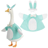 Angirlish Easter porch goose outfit on a 23-inch goose boosts curb appeal.