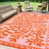 Anidaroel outdoor rug with aquatic plant pattern enhances patio ambiance.