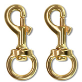 Anley brass swivel snap hook close-up for durable outdoor flag hardware.