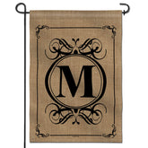 Anley monogram M garden flag front view with silky fabric