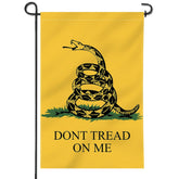 Anley Dont Tread On Me garden flag front view showing durable double stitching.