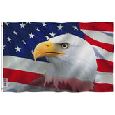 Anley Fly Breeze 3x5 Bald Eagle flag with canvas header for durable outdoor display.