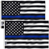 Anley Fly Breeze 3x5' Thin Blue Line flag with canvas header for sturdy porch display