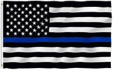 Anley Fly Breeze 3x5 Thin Blue Line flag shown for outdoor display in light breeze.