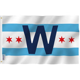 Anley Fly Breeze Chicago City Win Combo Flag close-up highlights crisp stitching.