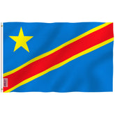 Anley Fly Breeze Congo-Kinshasa flag 3x5 in vivid outdoor display.