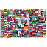 Anley Fly Breeze global flag front view showing vibrant colors and global design.
