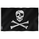 Anley Fly Breeze Jolly Roger flag with patch, bright fade-proof color for outdoor display.