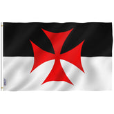 Anley Fly Breeze Knights Templar flag in wide outdoor shot, ideal for garden displays.