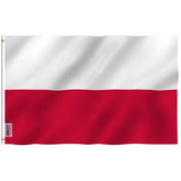Anley Fly Breeze Poland flag with canvas header detail for durable outdoor use.