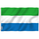 Anley Fly Breeze Sierra Leone flag with canvas header waving outdoors for display