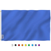 Anley Fly Breeze solid blue flag 3x5 fluttering in light wind for porch or yard.